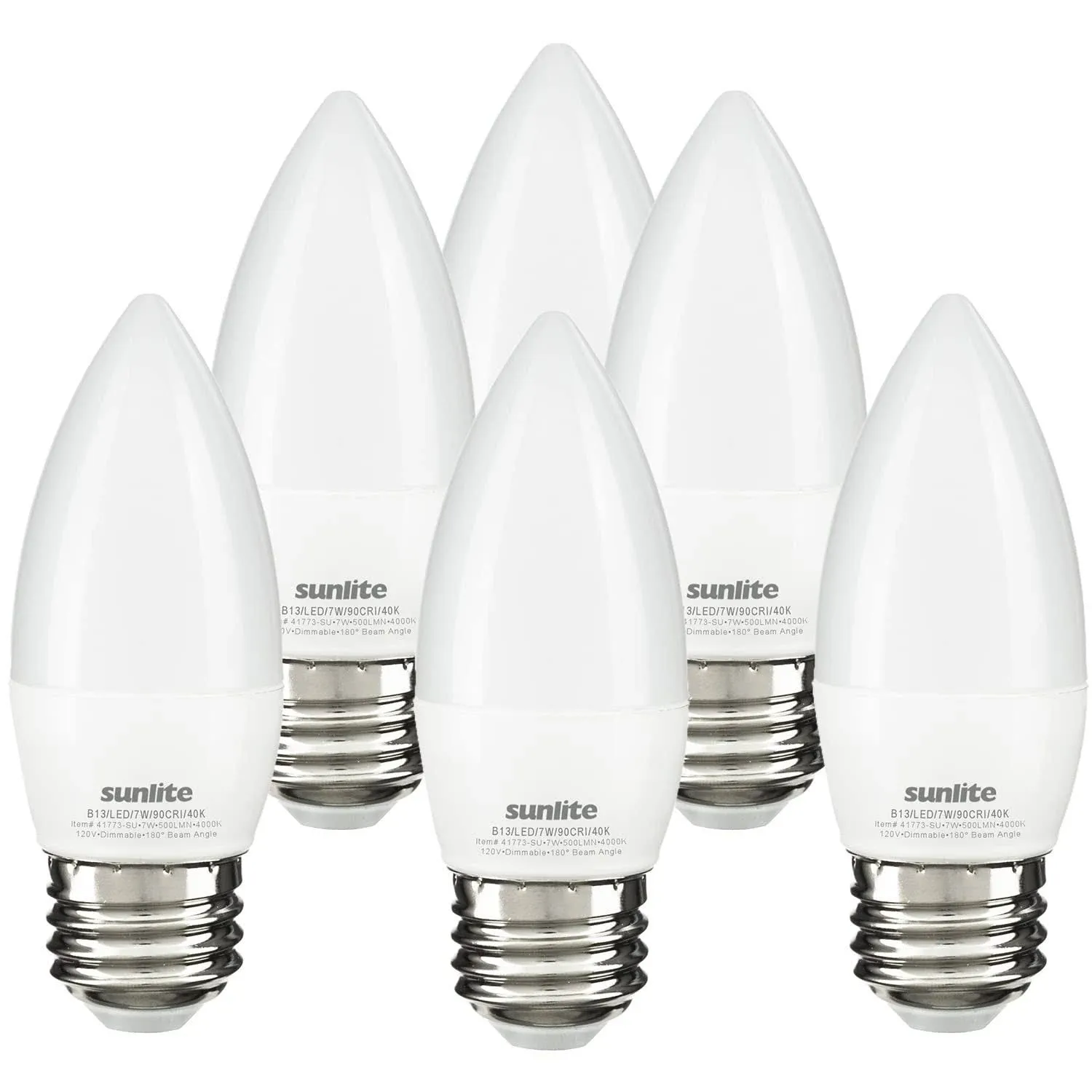 LED B13 Frosted Chandelier Torpedo Bulb 7W(60W=) E26 4000K Cool White 6-Pack