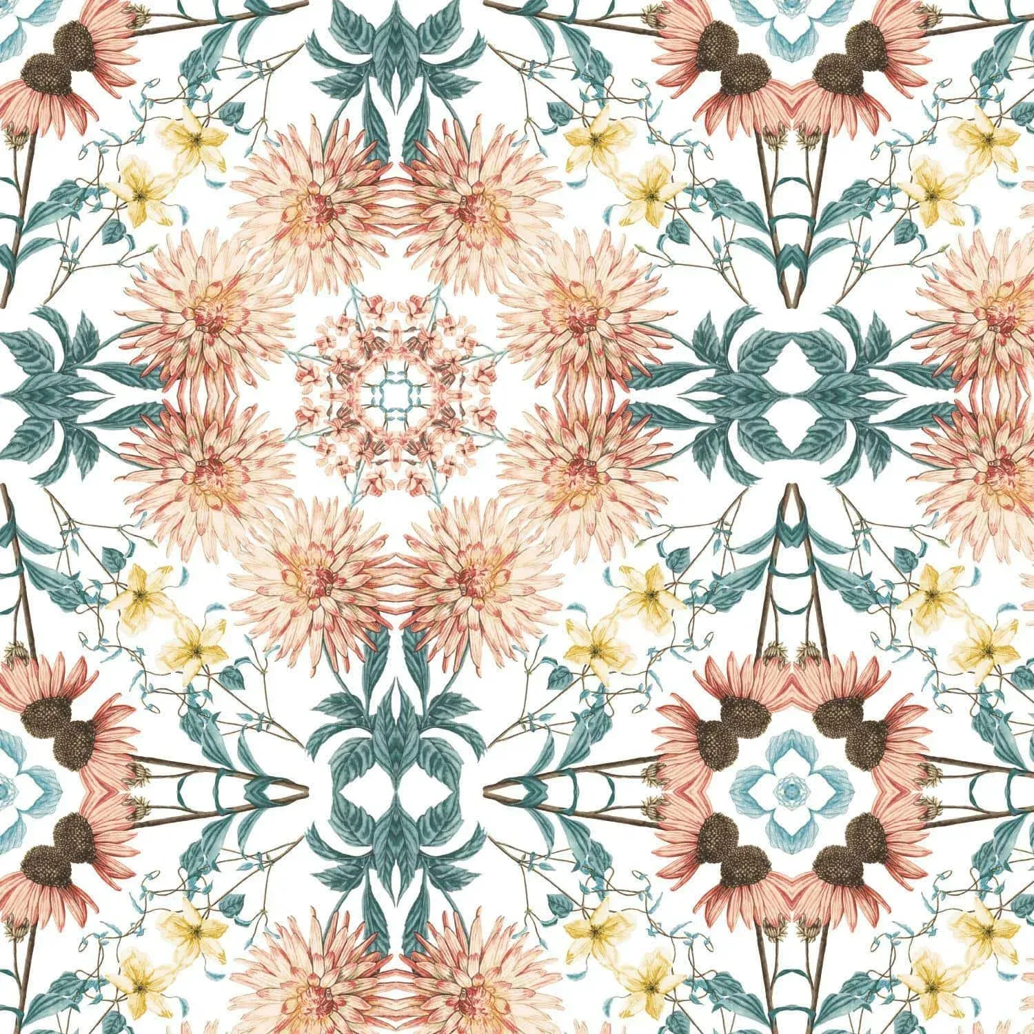 RoomMates Cottage Garden Kaleidoscope Peel & Stick Wallpaper in Orange/Green/White | 18" x 18.86ft | Michaels®