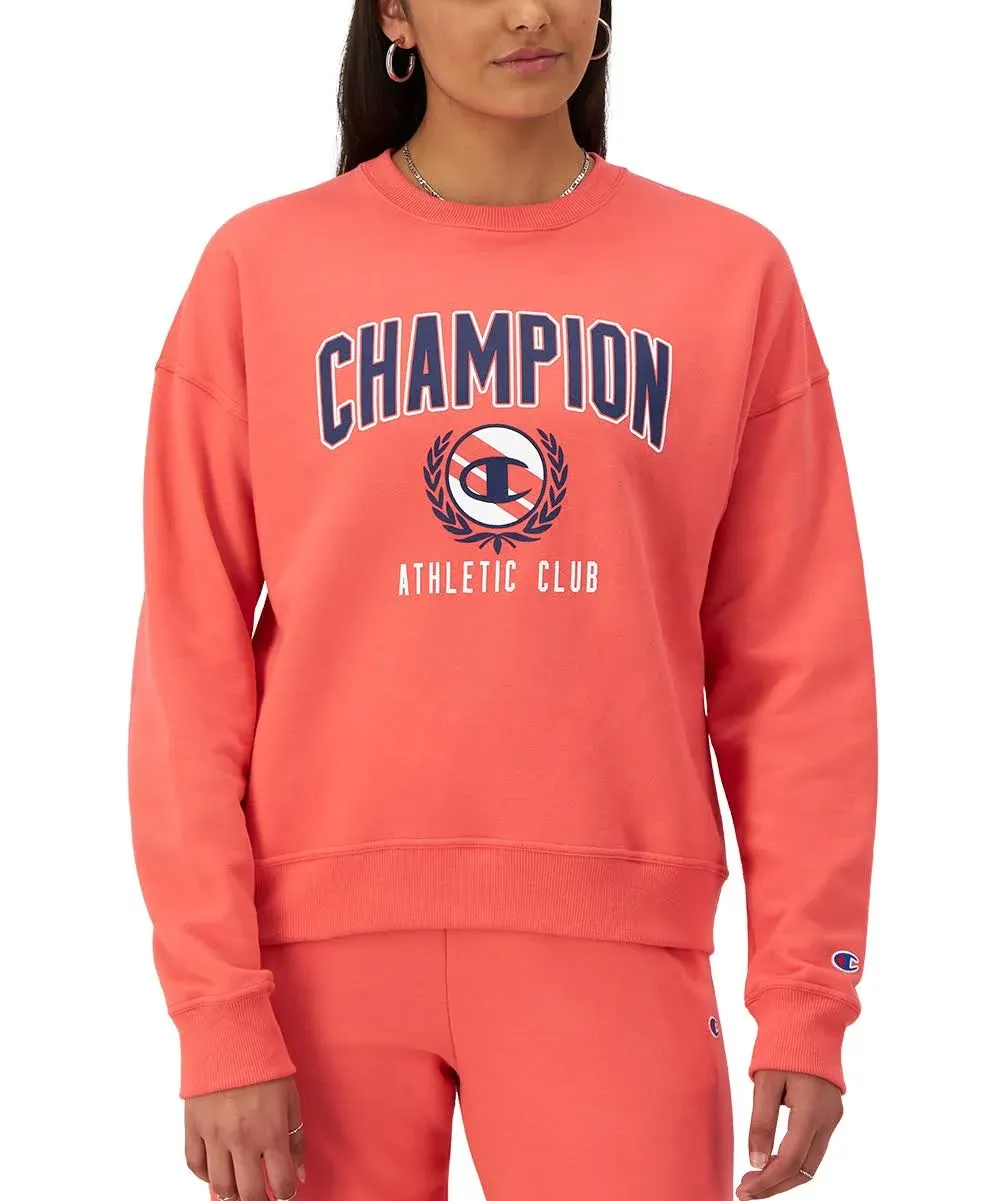 Champion Women's Powerblend Relaxed Crewneck Sweatshirt, High Tide Coral, S