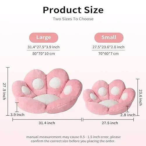 Ditucu Cat Paw Cushion Kawaii Chair Cushions 27.5 x 23.6 inch Cute Stuff Seat Pad Comfy Lazy Sofa Office Floor Pillow for Gaming Chairs Room Decor Pink