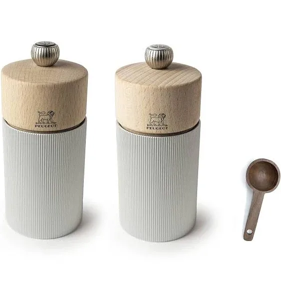 Peugeot Line Manual Salt & Pepper Mills Gift Set, alu, 12 cm - 4.75" Natural Wood ...