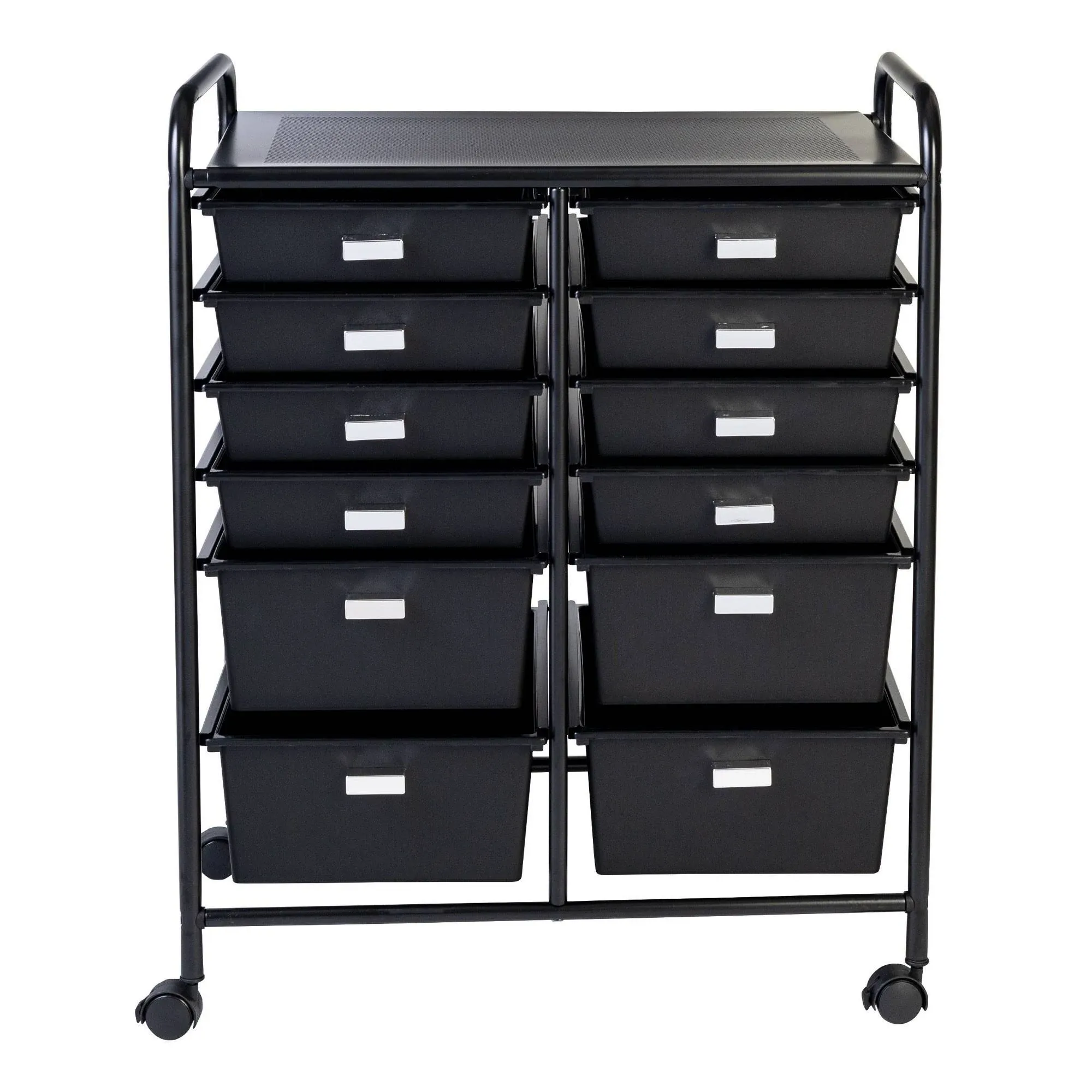 Steel Rolling 12-Drawer Cart in Black