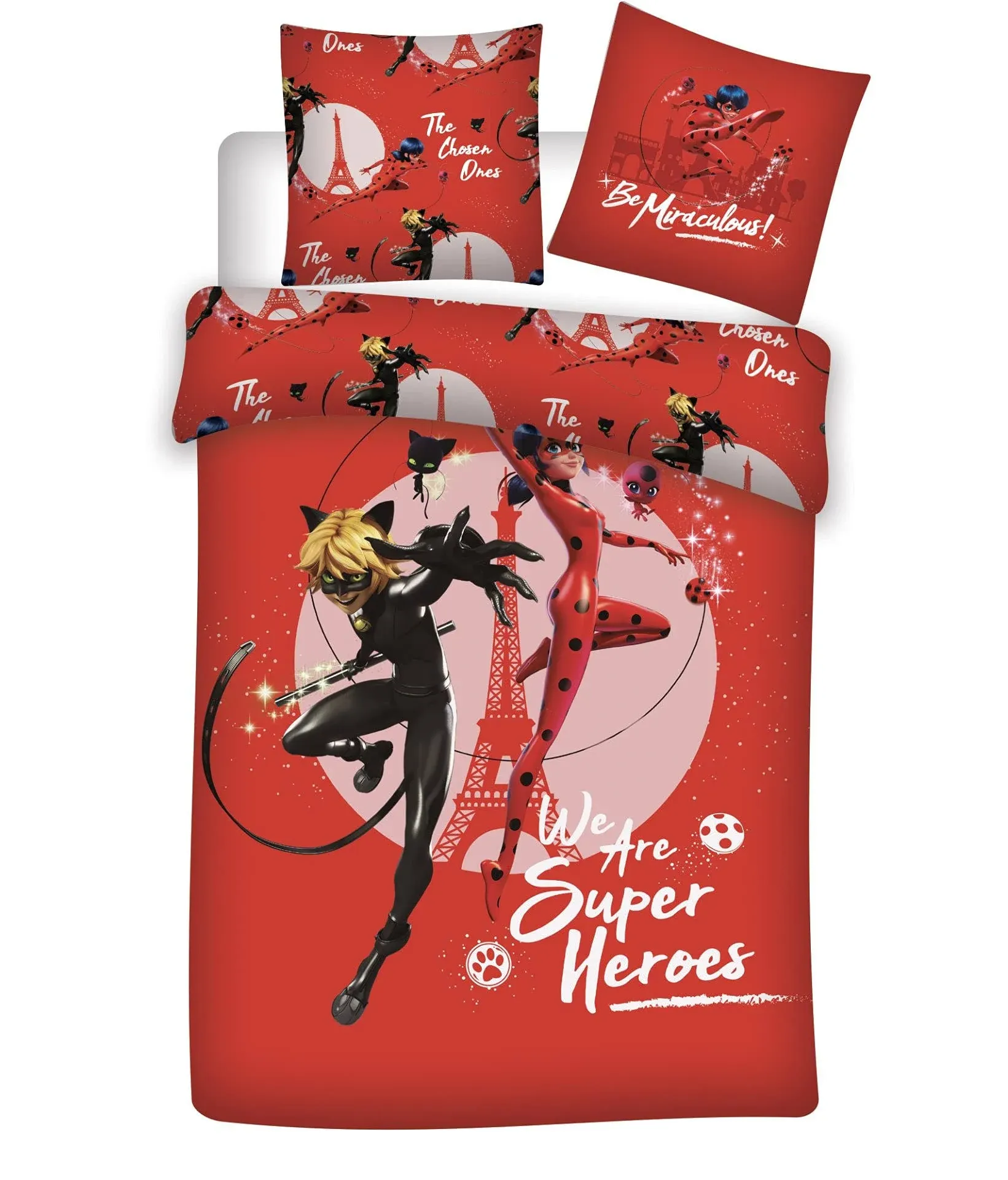 Miraculous Ladybug Duvet Cover and Pillow Case Super Heroes Single (US Twin)