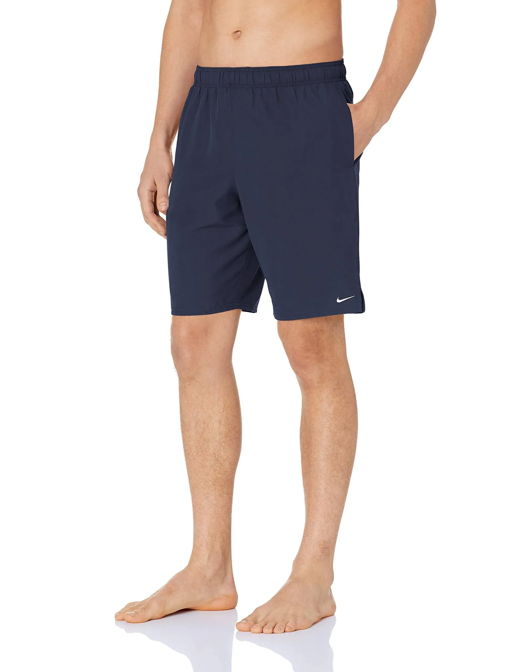 New Nike Men’s Solid Lap 9 Inch Volley Short Swim Trunk Navy Blue Sz S NESSA558