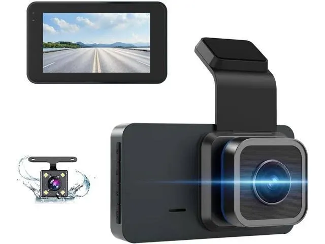 PRUVEEO Dash Cam Front and Rear, 1080P FHD Dash Camera for Cars, 3’’IPS Screen with 170°+140° Wide Angle,Loop Recording,WDR,Night Vision,24H Parking Monitor,Motion Detection