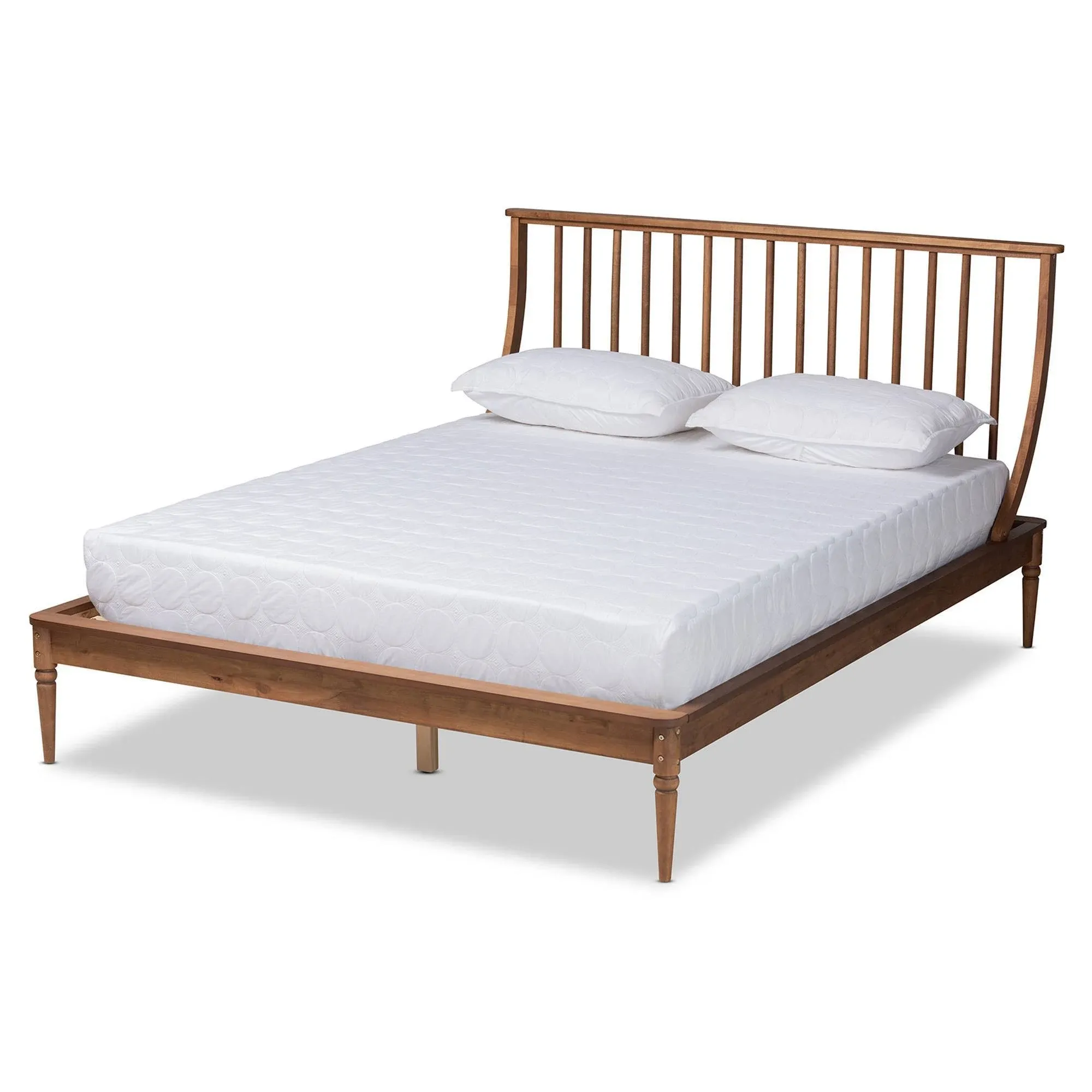 Baxton Studio Abel Classic and Traditional Transitional Walnut Brown Finished Wood Queen Size Platform Bed