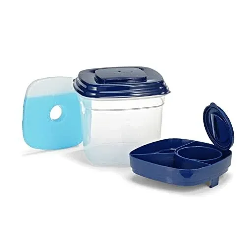 Fit &amp; Fresh Deluxe Salad Set with Divided Tray for Toppings and Ice Pack,