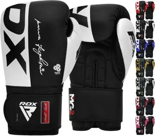 RDX Boxing Gloves, Pro Training Sparring, Maya Hide Leather, Muay Thai MMA Kickboxing, Men Women Adult, Heavy Punching Bag Focus Mitts Pads Workout, Ventilated Palm, Multi Layered, 8 10 12 14 16 18 Oz