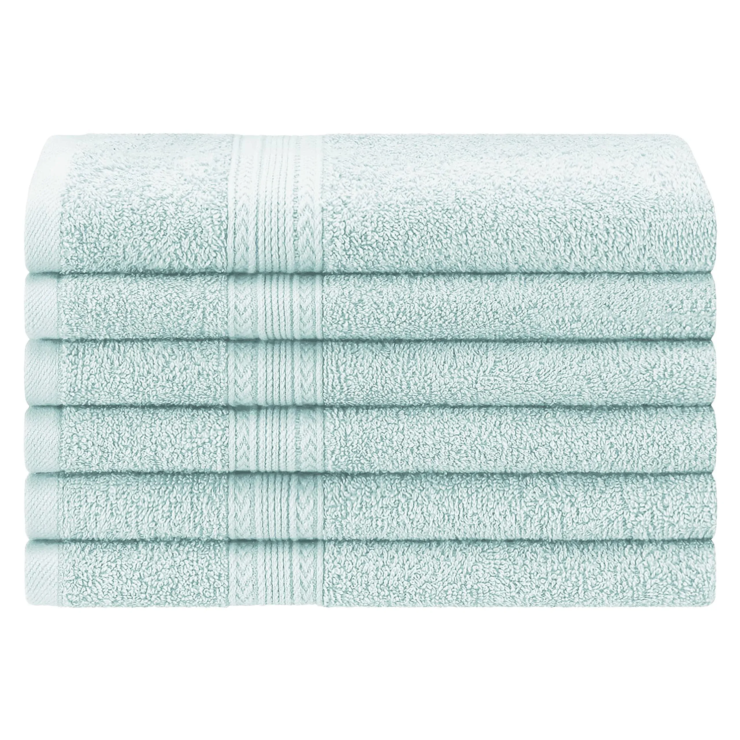 Superior Cotton Soft and Absorbent Hand Towel (Set of 6), Aqua Marine