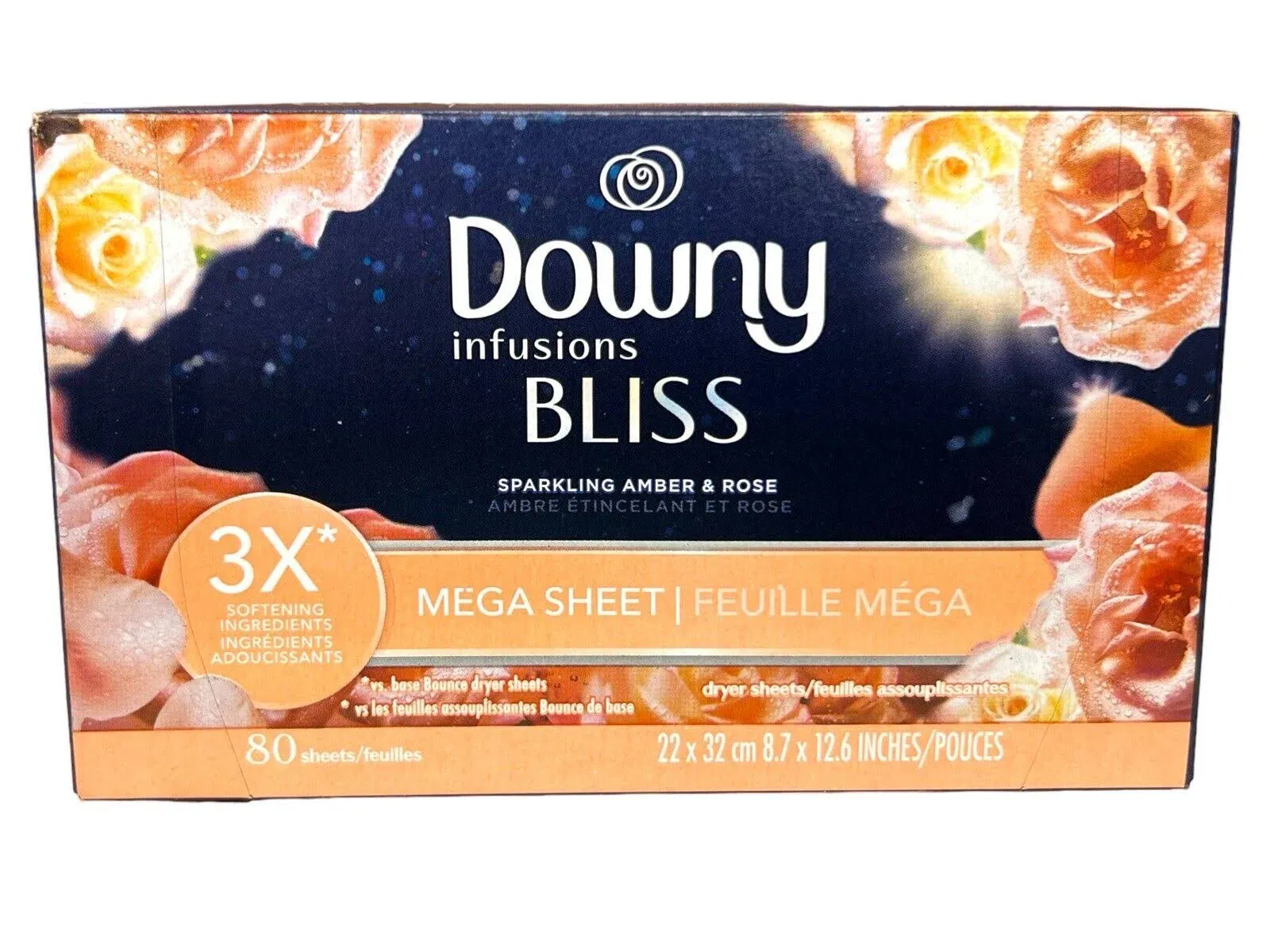 Downy Infusions Bliss Sparkling Amber & Rose Dryer Sheets 80 Sheets