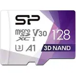 Silicon Power 128GB Micro SD Card U3 SDXC Up to 100Mbs High Speed Memory Card with Adapter for Cams, Steam Deck, DJI Pocket 2 and Drones