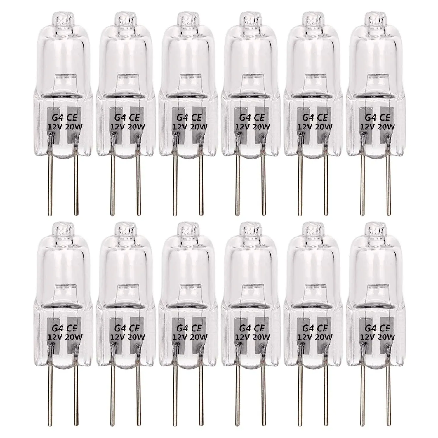 Snnalosses HJ48120 12 Pack, G4 Halogen Light Bulb , T3 JC Type Clear 20W 12V AC ...