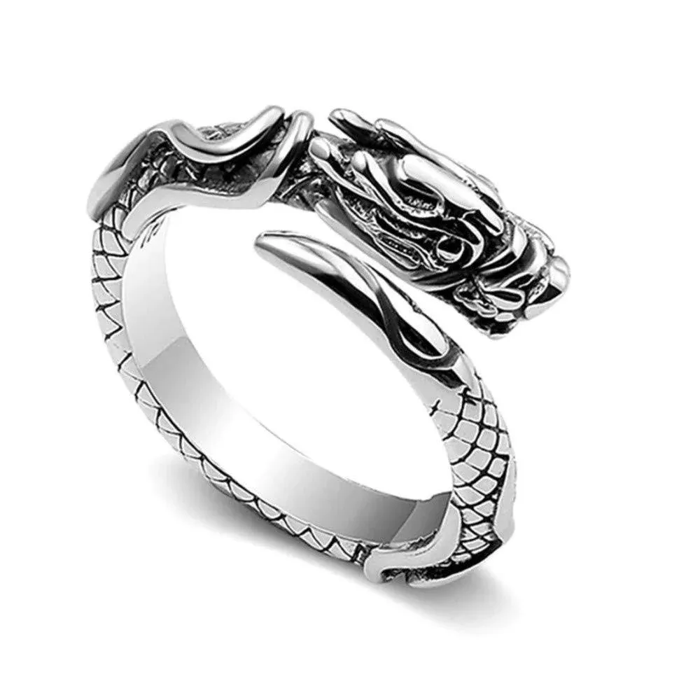 3D Ouroboros Ring 925 Sterling Silver Snake Serpent Thai Dragon Tribal Eating ...