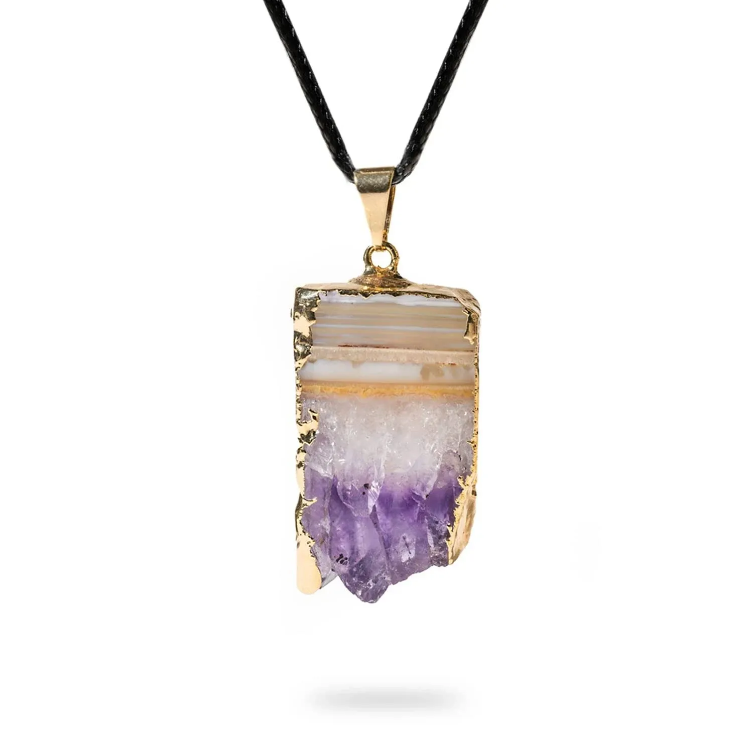 Amethyst Geode Healing Crystal Pendant Necklace for Women - With a Premium Carrying Pouch - Best Crystal Gifts for Women