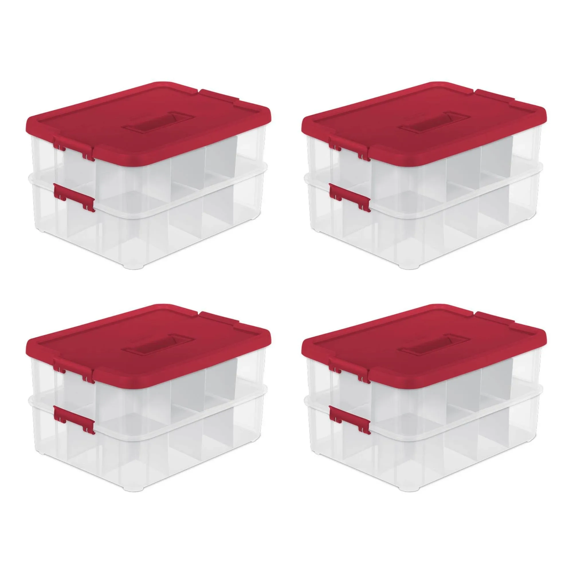 Sterilite 2-Layer Red Ornament Storage Box