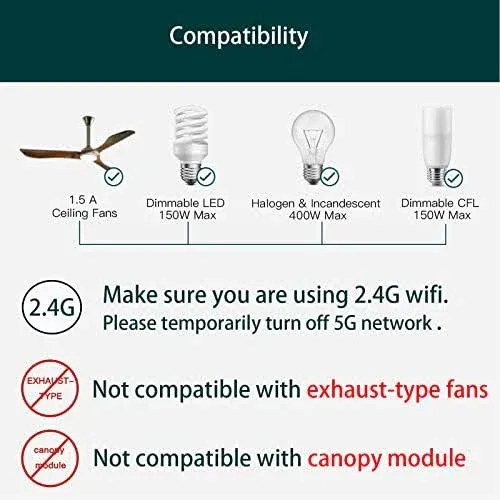 Humpptom Universal Smart WiFi Ceiling Fan Remote Control Kit, Compatible with Alexa, Google Assistant and Smart Life App, No Hub Required Dimmer 036