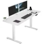 VIVO Electric 48" x 30" Stand Up Desk, White Table Top, White Frame