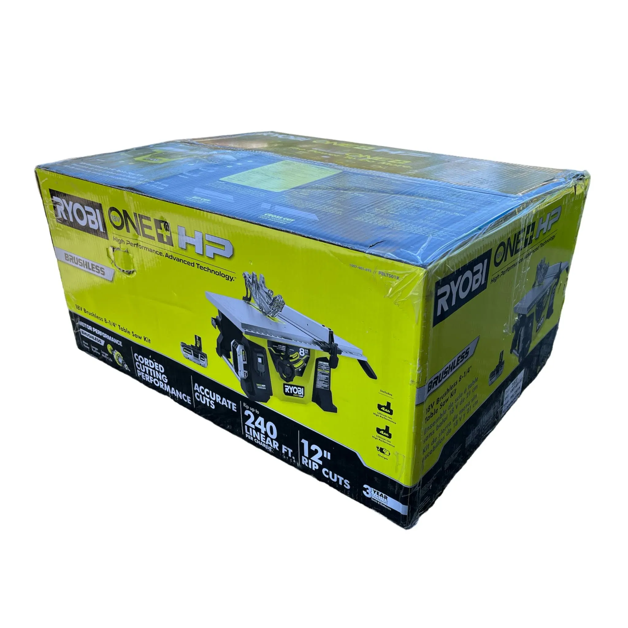 Ryobi 18V Brushless Cordless 8-1/4 in. Compact Portable Jobsite Table Saw Kit