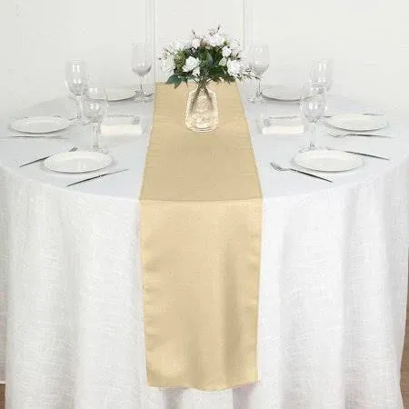 Efavormart 12 inchx108 inch Champagne Polyester Table Runner, Gold