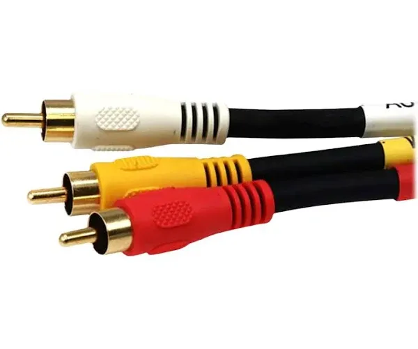 Monoprice Video Cable - 1.5 Feet - Black | Triple RCA Stereo Video Dubbing Composite Cable, Gold Plated Connectors