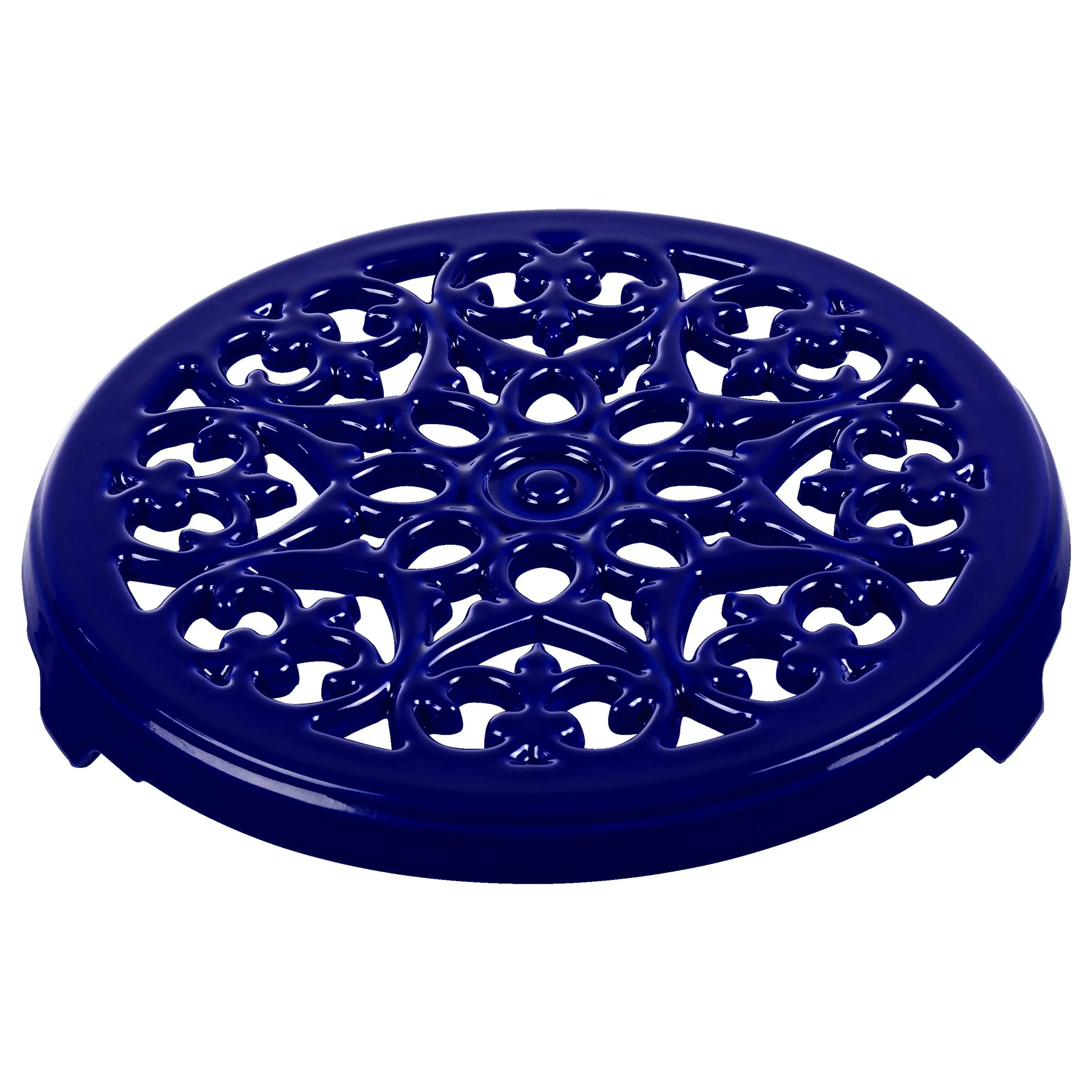 Staub Cast Iron - Accessories 9-inch, Round, Cast Iron Lilly Trivet, Dark Blue