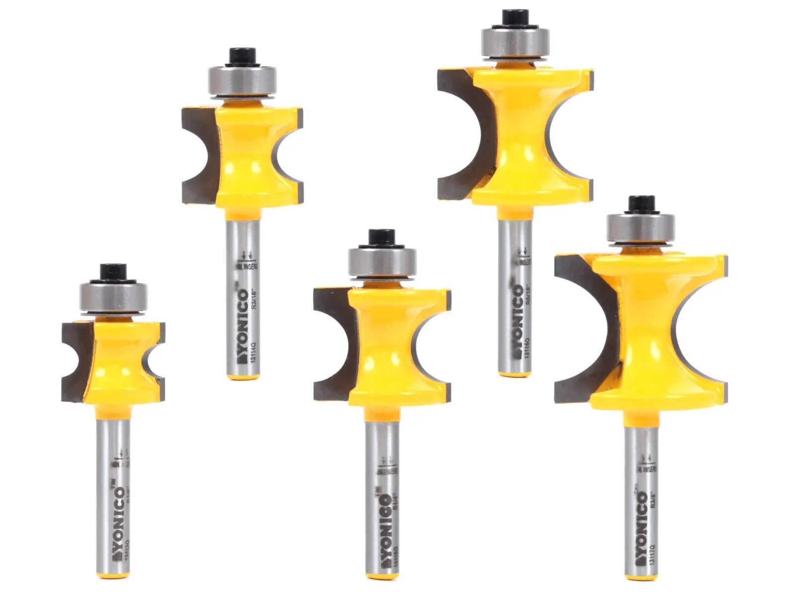 Yonico 13515Q 5 Bit Bullnose Router Bit Set 1/4-Inch Shank