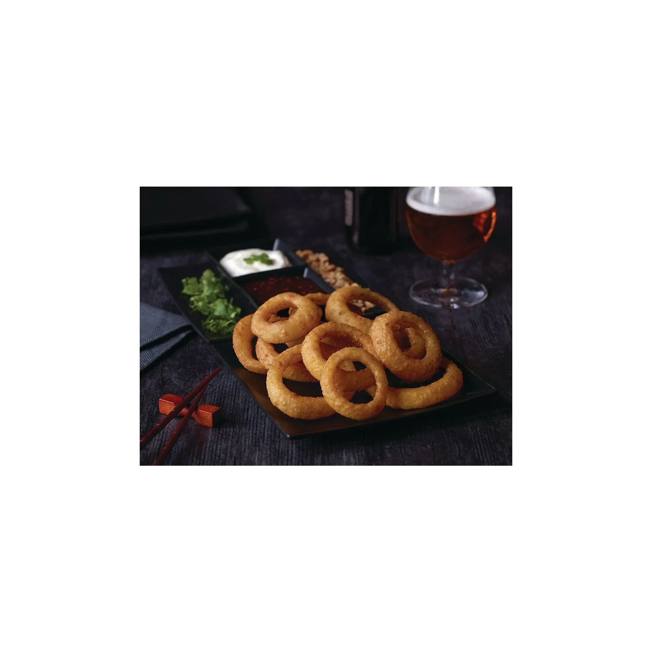 McCain Beer Battered Thick Cut Onion Rings 2.5 Pound Each - 6 per Case.