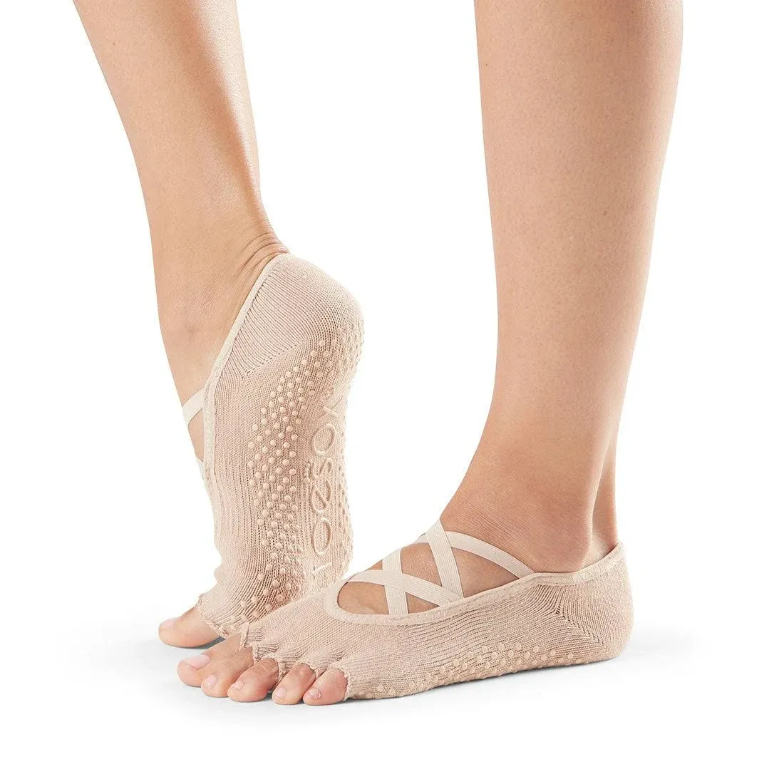 Toesox Half Toe Elle Grip Socks, Nude, Small