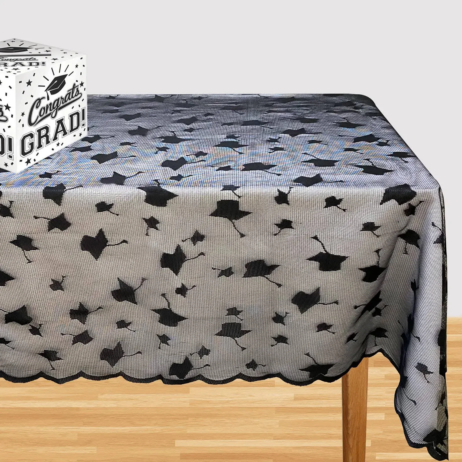 Joysail Black Graduation Tablecloth 54 x 72 - Lace Grad Cap Table Cover for ...