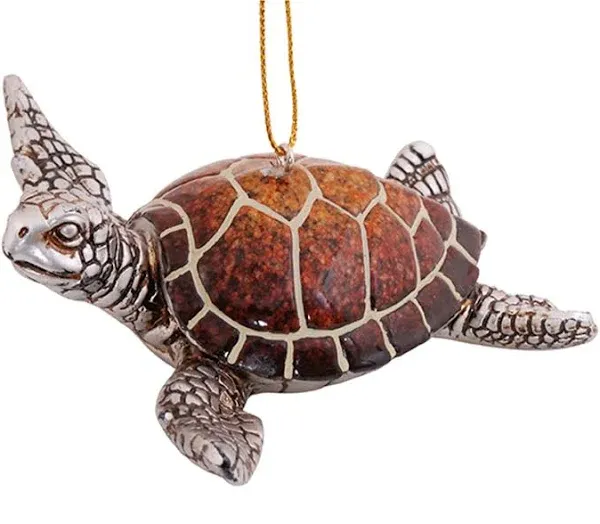 Cape Shore Coastal Sea Turtle Swimming Resin Christmas Holiday Ornament