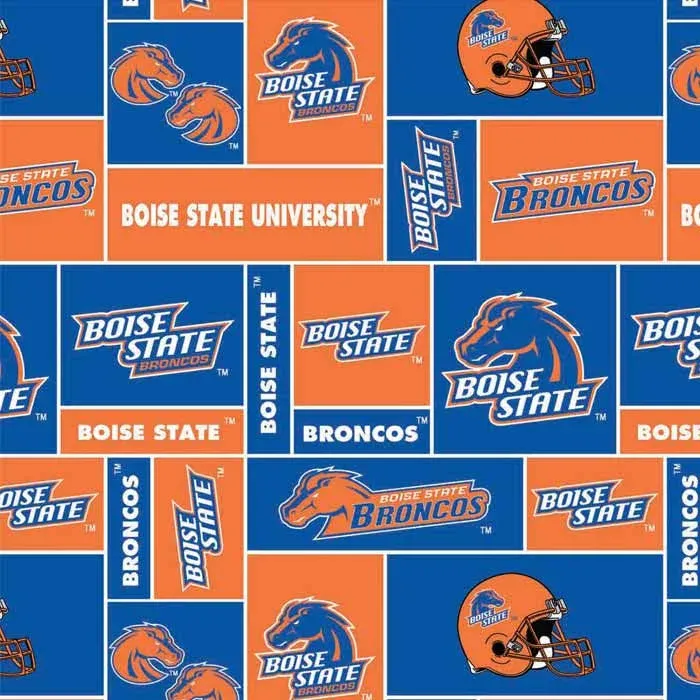 NCAA Boise State University Fabric Super Soft Fleece Classic Geometric Design ...