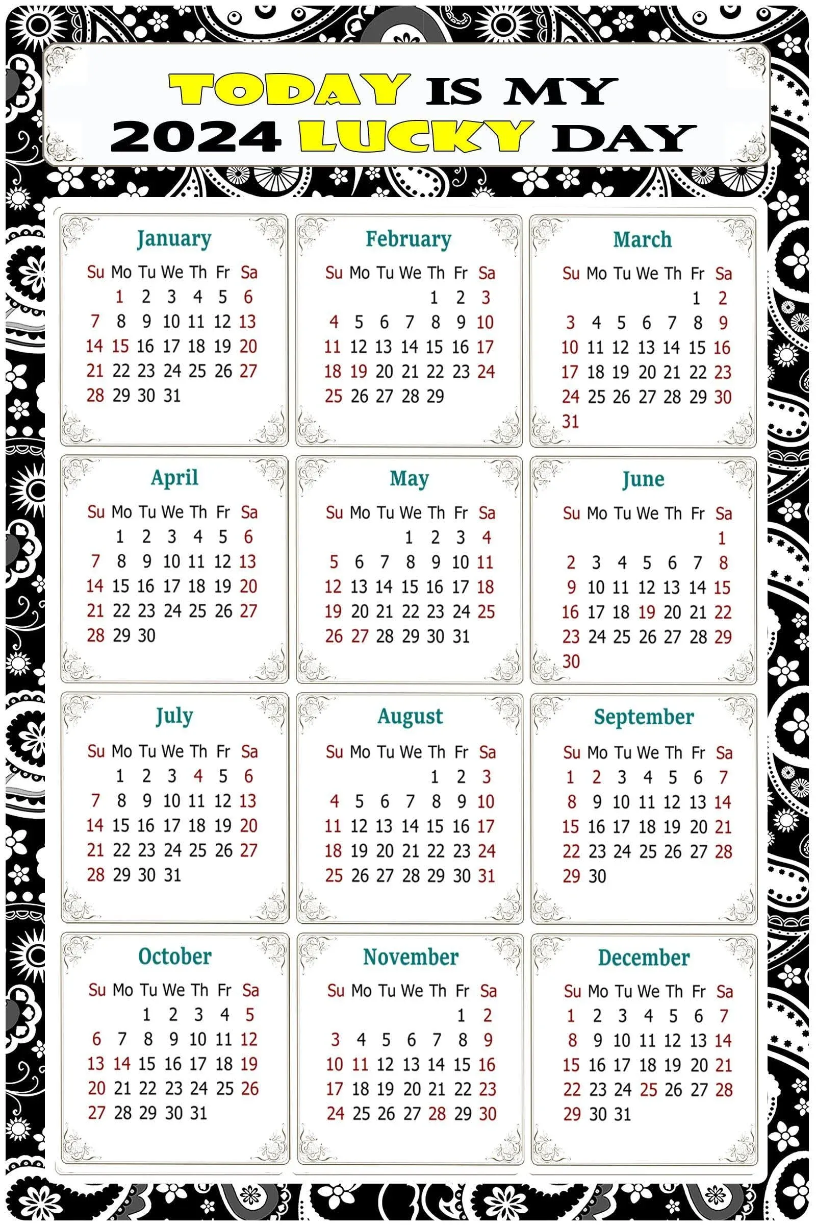 2025 Magnetic Calendar - Today is my Lucky Day - v043 7 x 10.5