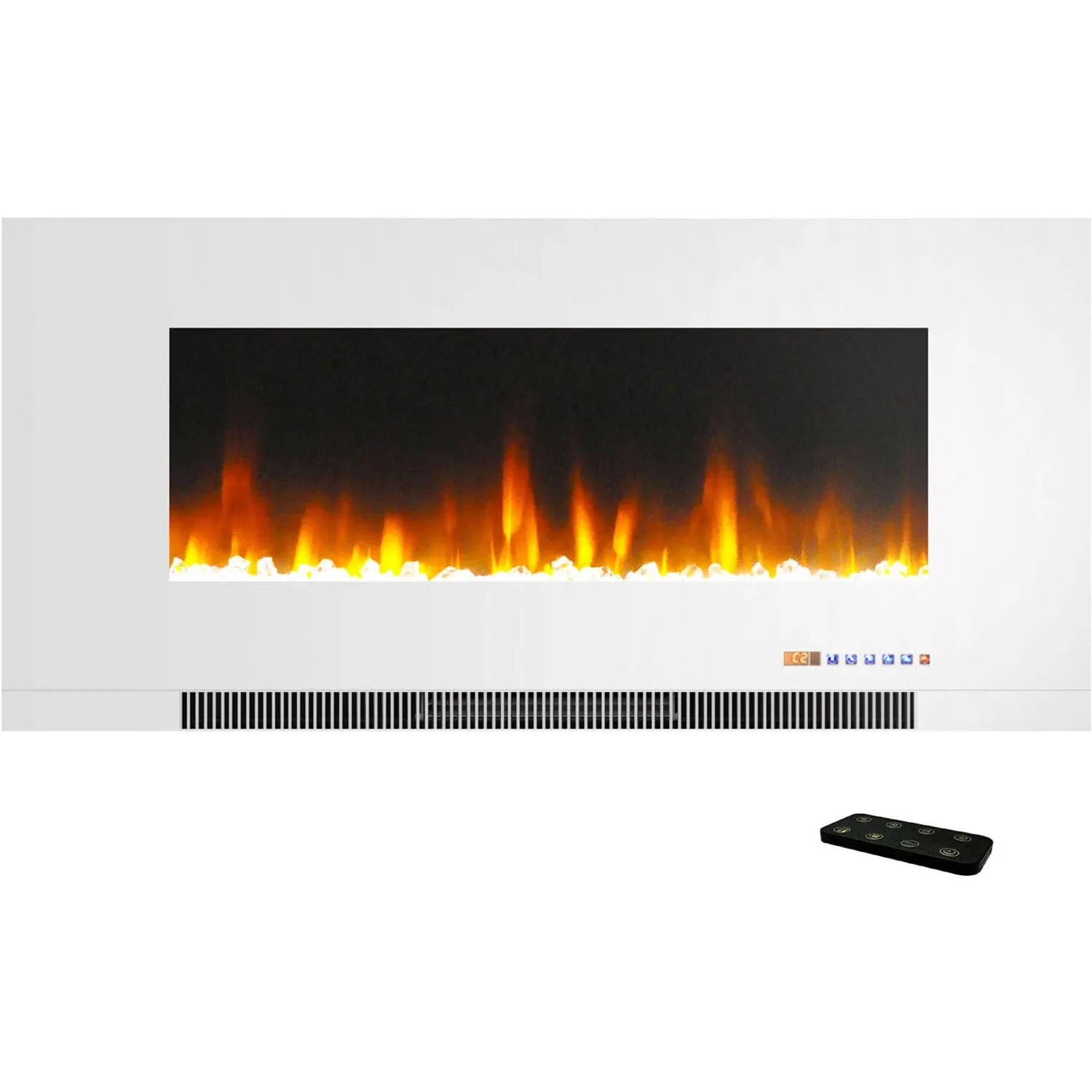 42" Wall-Mount Electric Fireplace, White - Modern - Indoor Fireplaces - by VirVentures | Houzz