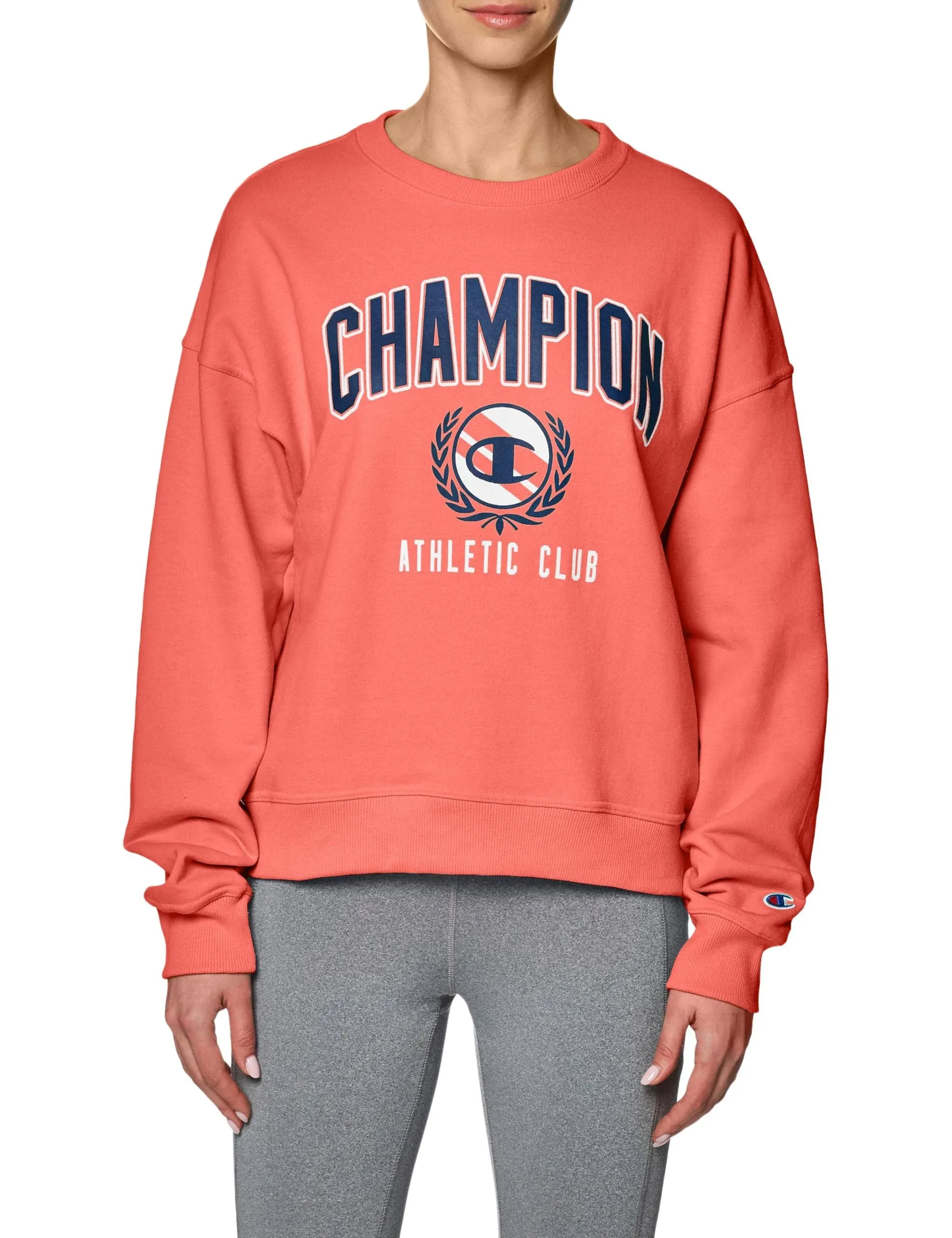 Champion Women's Powerblend Relaxed Crewneck Sweatshirt - High Tide Coral - Size M