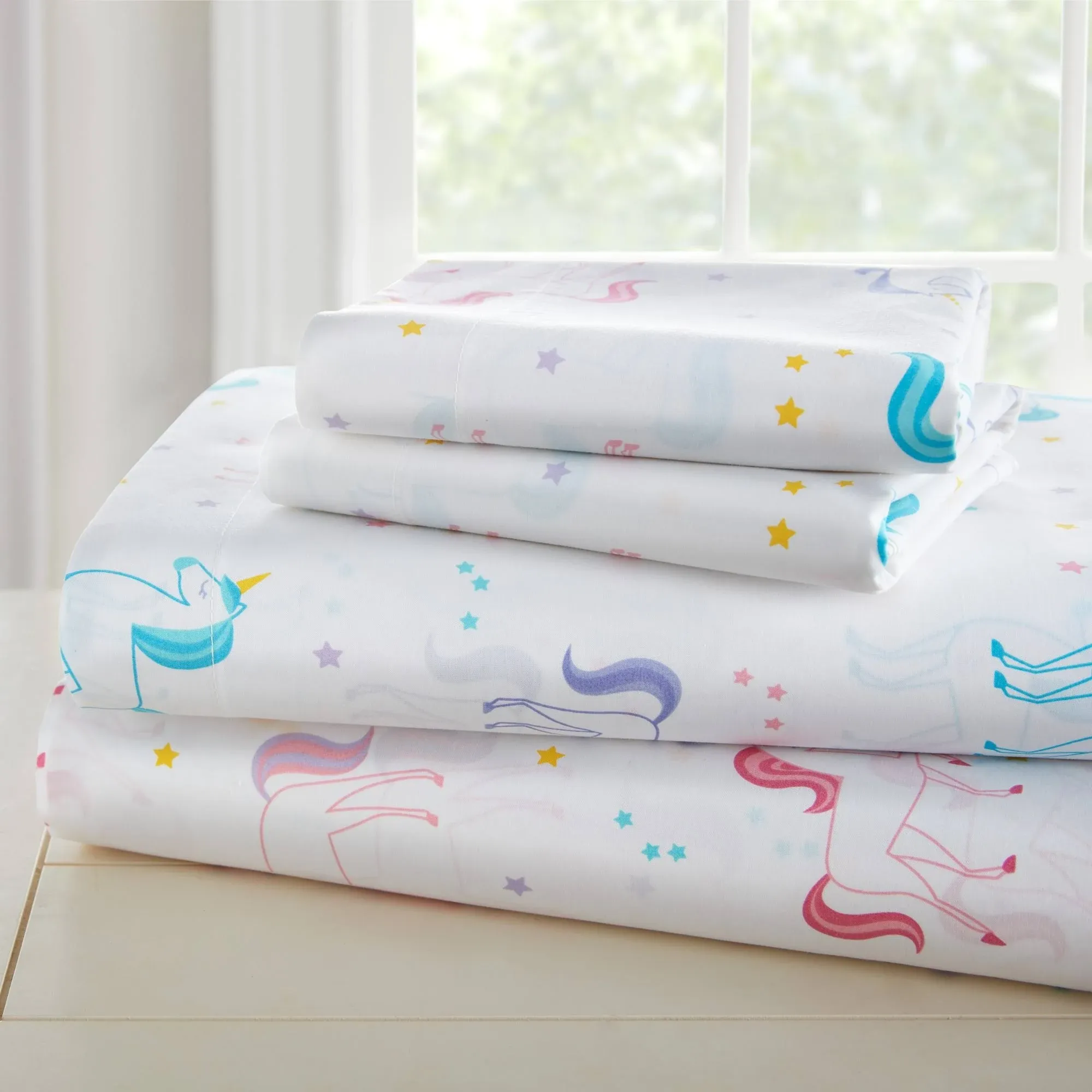 Unicorn Cotton Bed Sheet Set for Girls Toddler Twin Full