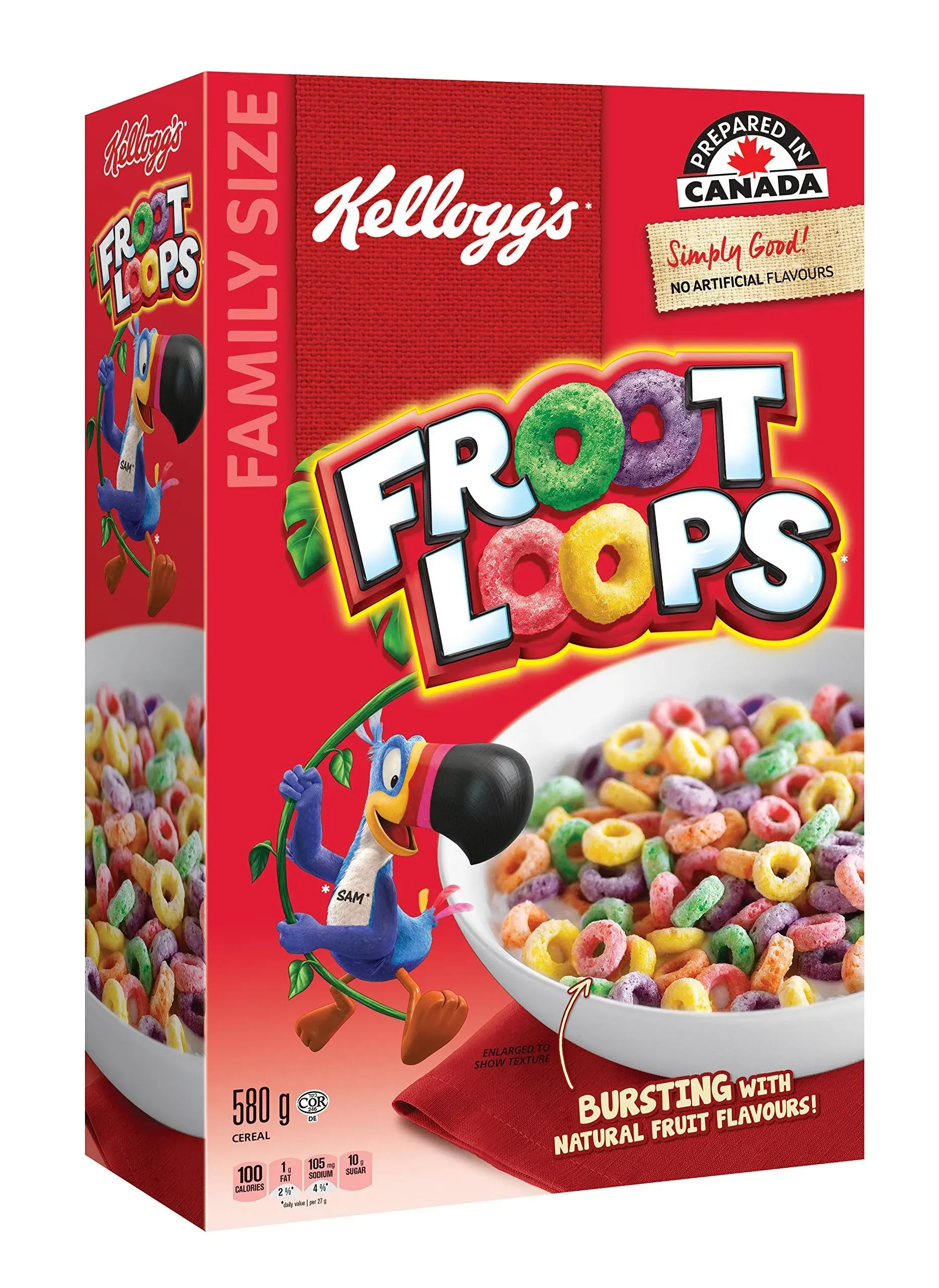 Kellogg's Froot Loops Cereal, Family size, 580g/20.5oz, Imported from Canada}