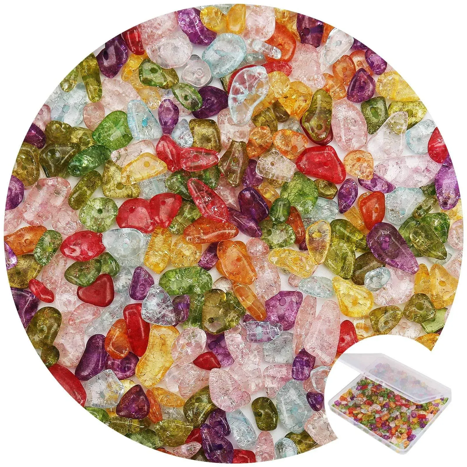 456 PCs Natural Chip Stone Beads, 5-8mm Irregular Multicolor Gemstones Loose Crystal Healing Cracked Crystal Rocks with Hole for Jewelry Making DIY Crafts