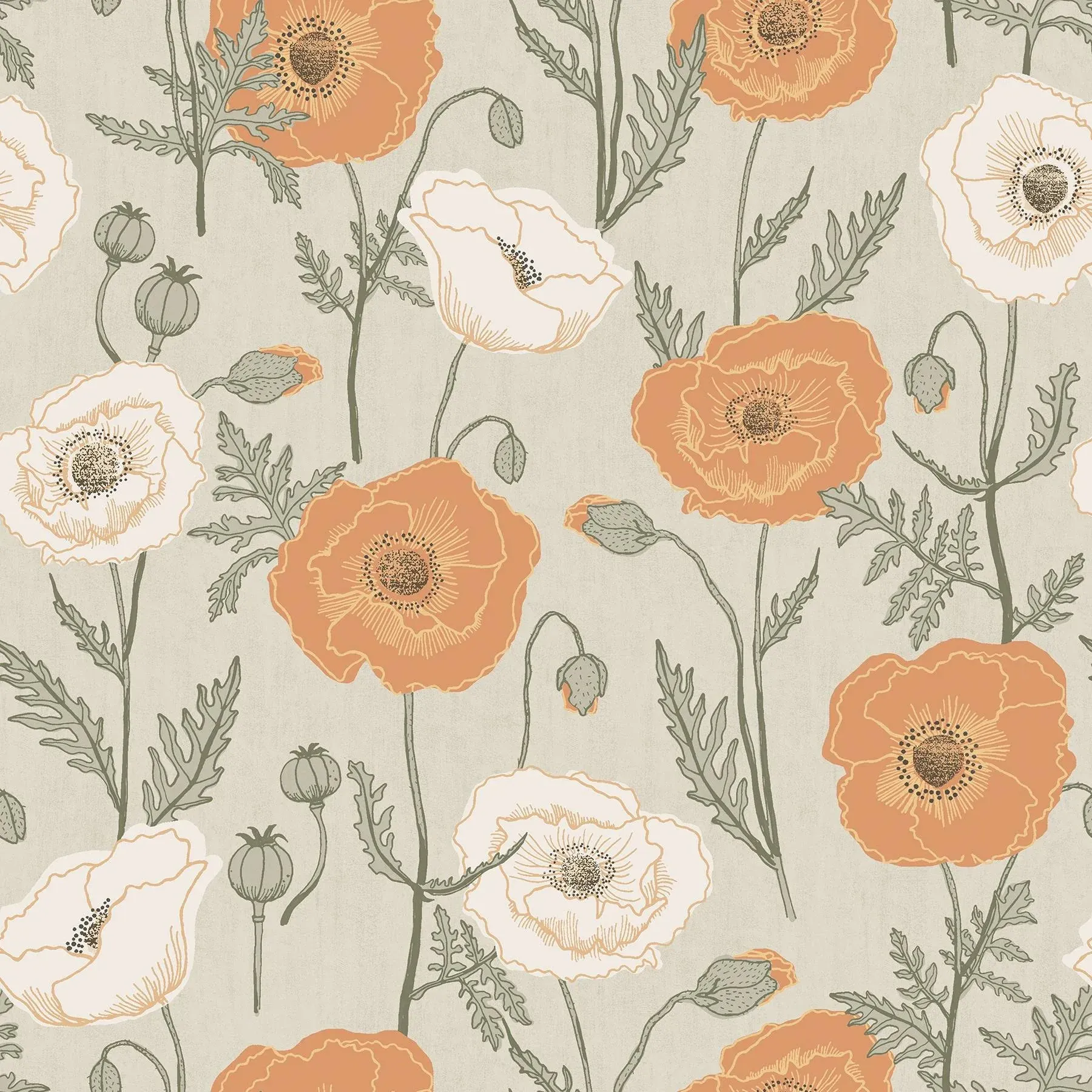 Spice Poppy Field Peel and Stick Wallpaper