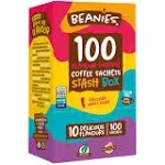 Beanies 100 Stick Stash Dispenser Variety Box Flavoured Instant Coffee Sachets