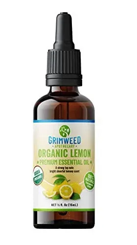 USDA Organic Lemon Essential Oil 100% Pure, Undiluted, Therapeutic Grade, Aromatherapy Diffuser with Calibrated Glass Dropper