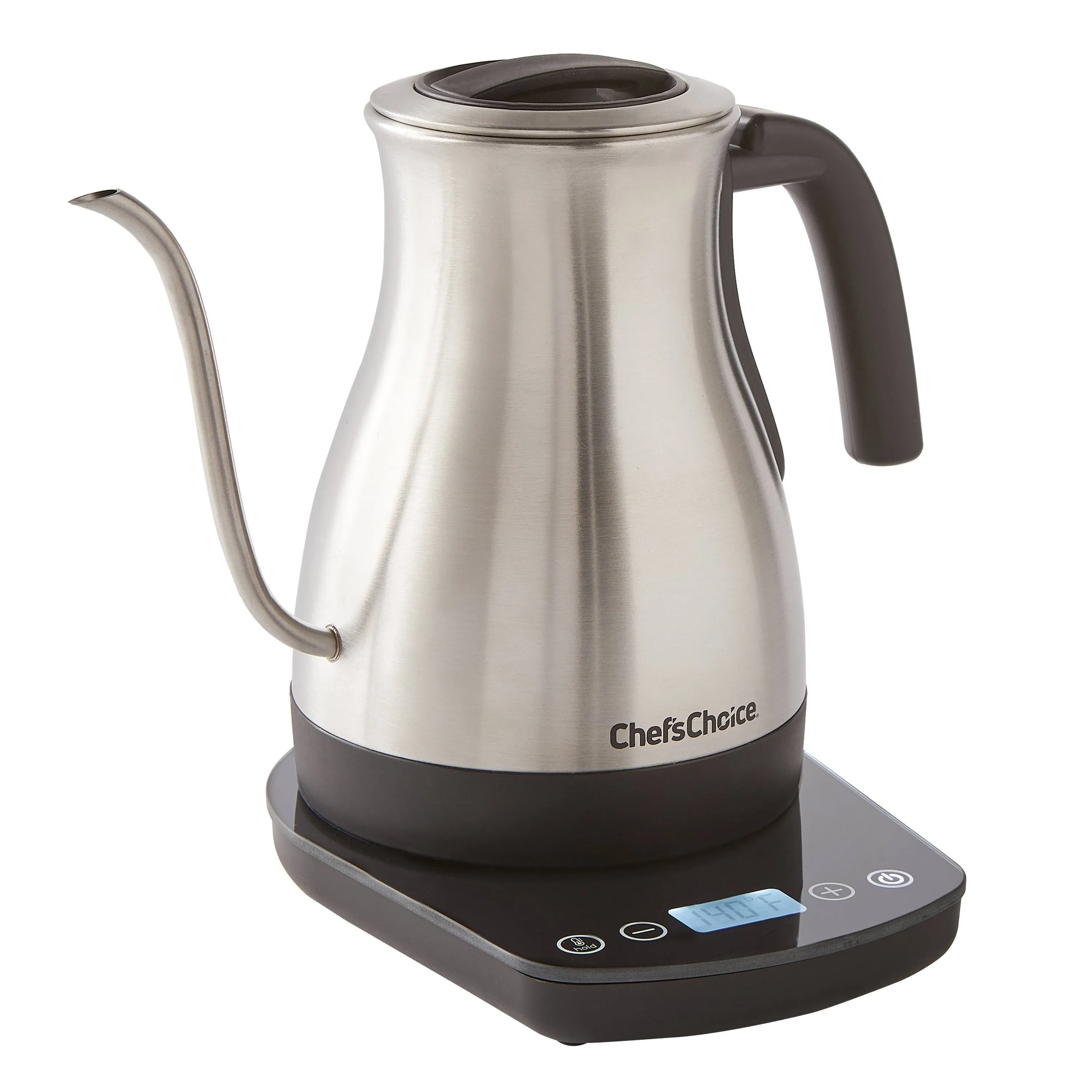 1QT. Digital Electric Gooseneck Kettle Brushed Stainless Steel, 1200W