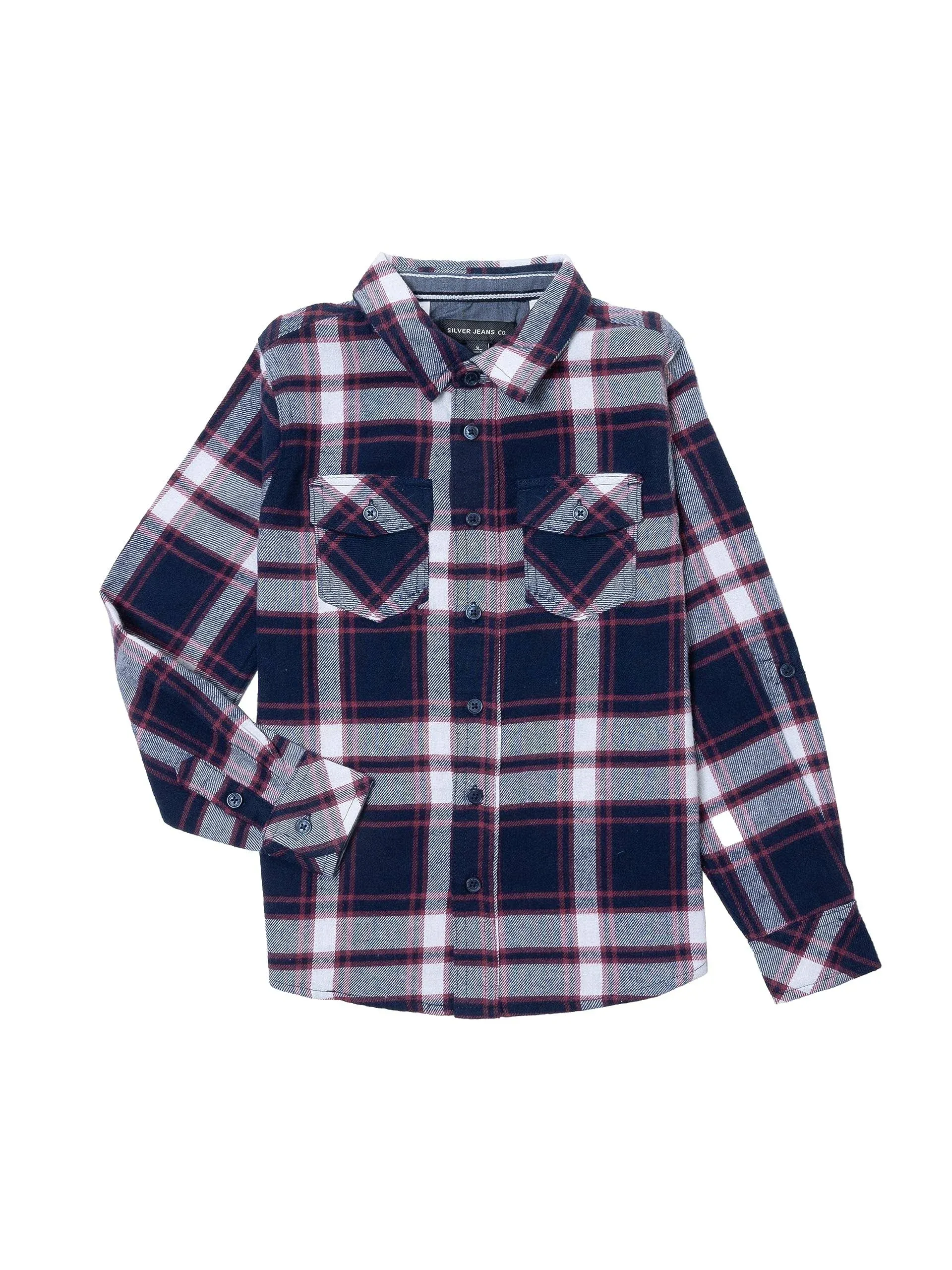 Silver Jeans Co. Boys' Long Sleeve Plaid Flannel Shirt