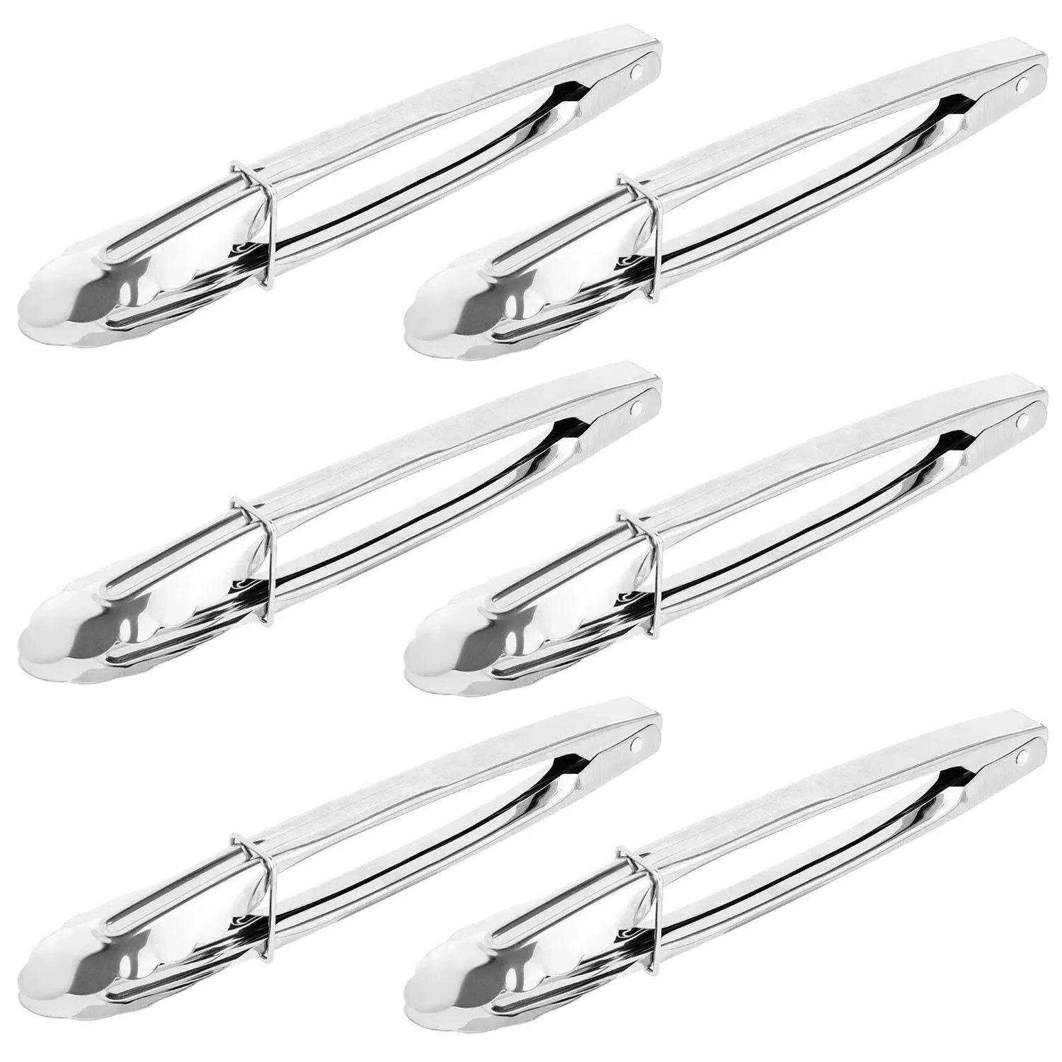 Emoly 6 Pack Stainless Steel Serving Tongs Metal Cooking Tongs with SC