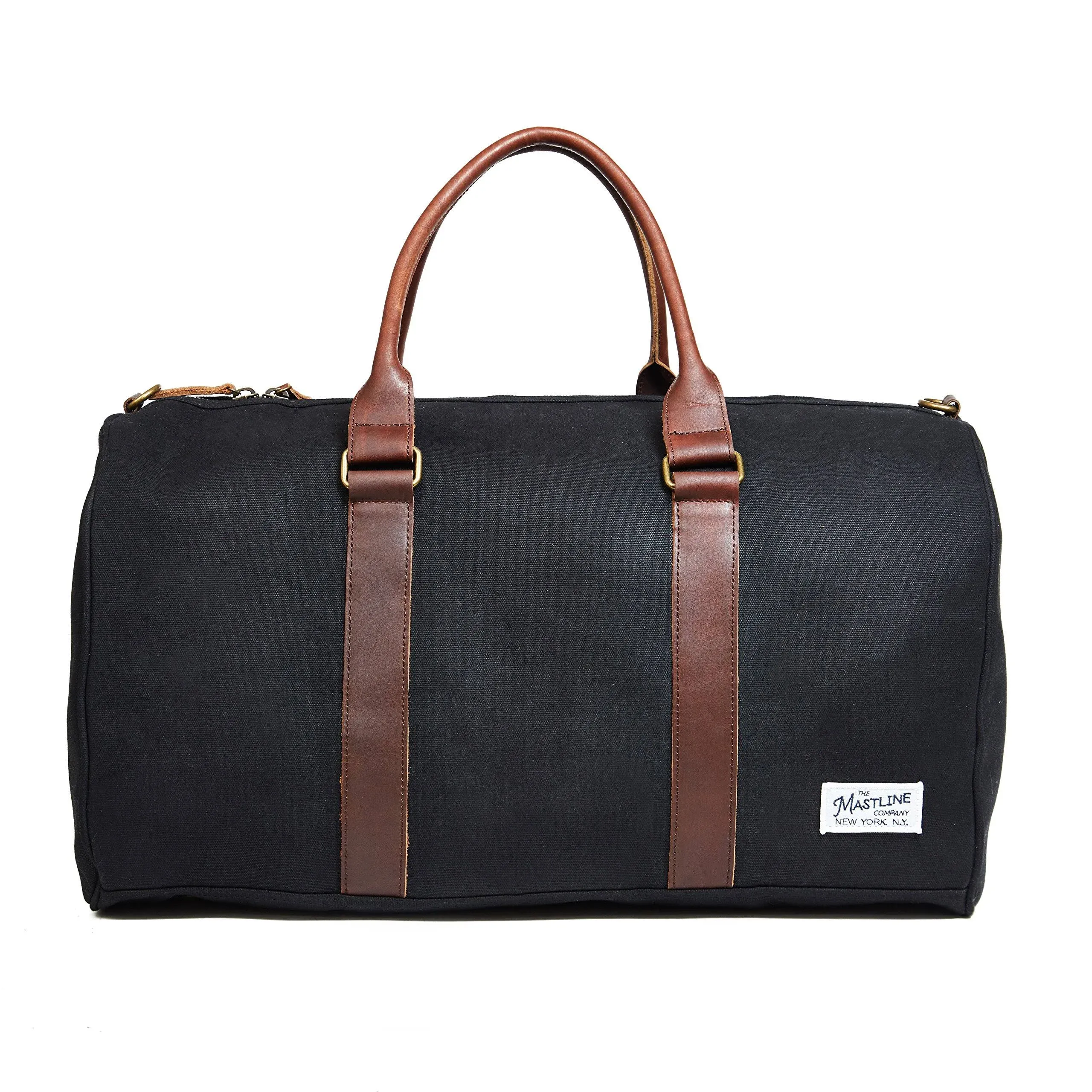 The Mastline Co. | Fulton Weekender Travel Bag | Waxed Canvas & Leather (Black)