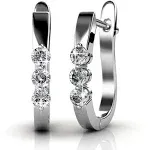 Cate & Chloe Amaya Adventurous 18K White Gold Hoop Earrings w/Swarovski Crystals, Sparkling Silver T