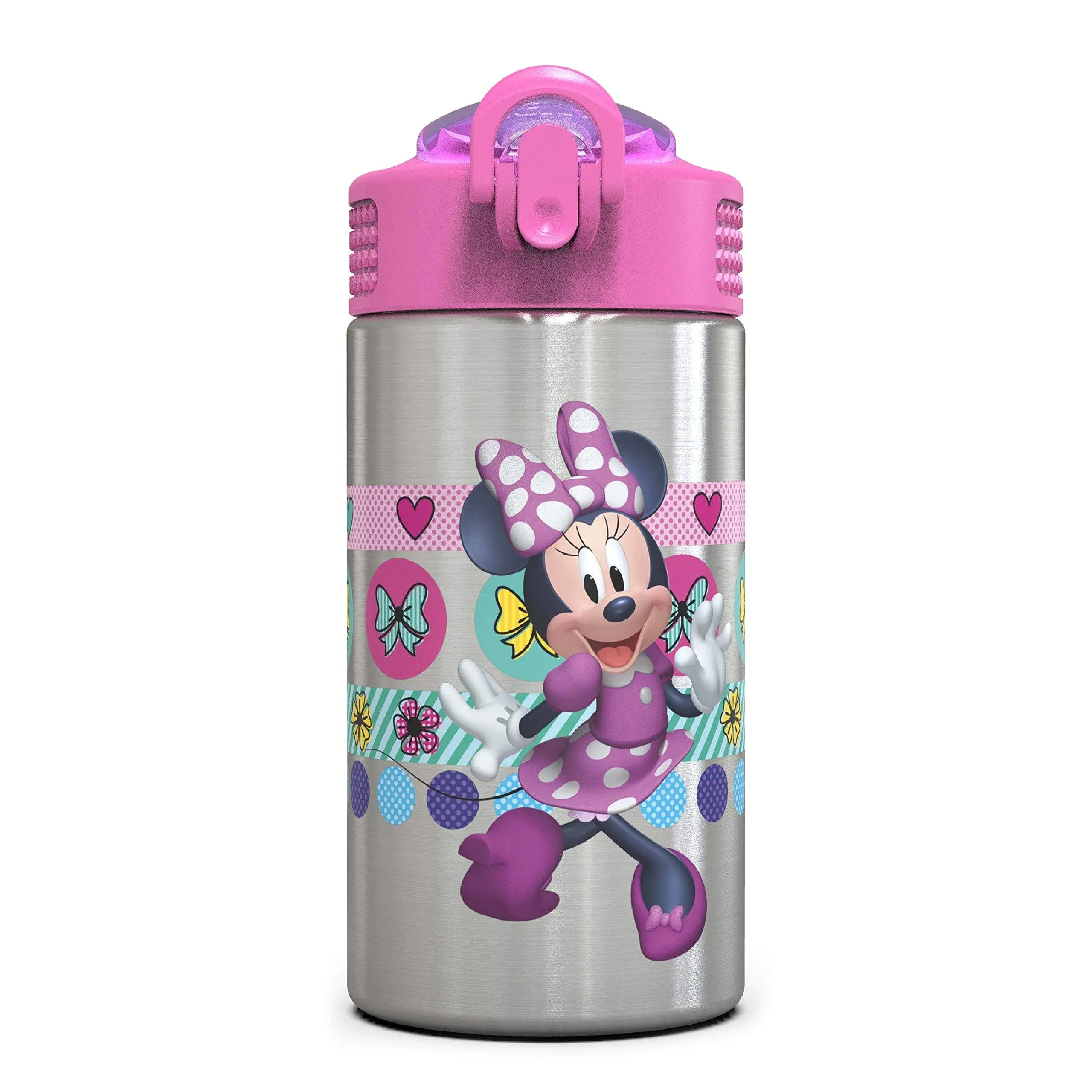 Zak Designs Disney Minnie’s Happy Helpers - Stainless Steel Water Bottle with...