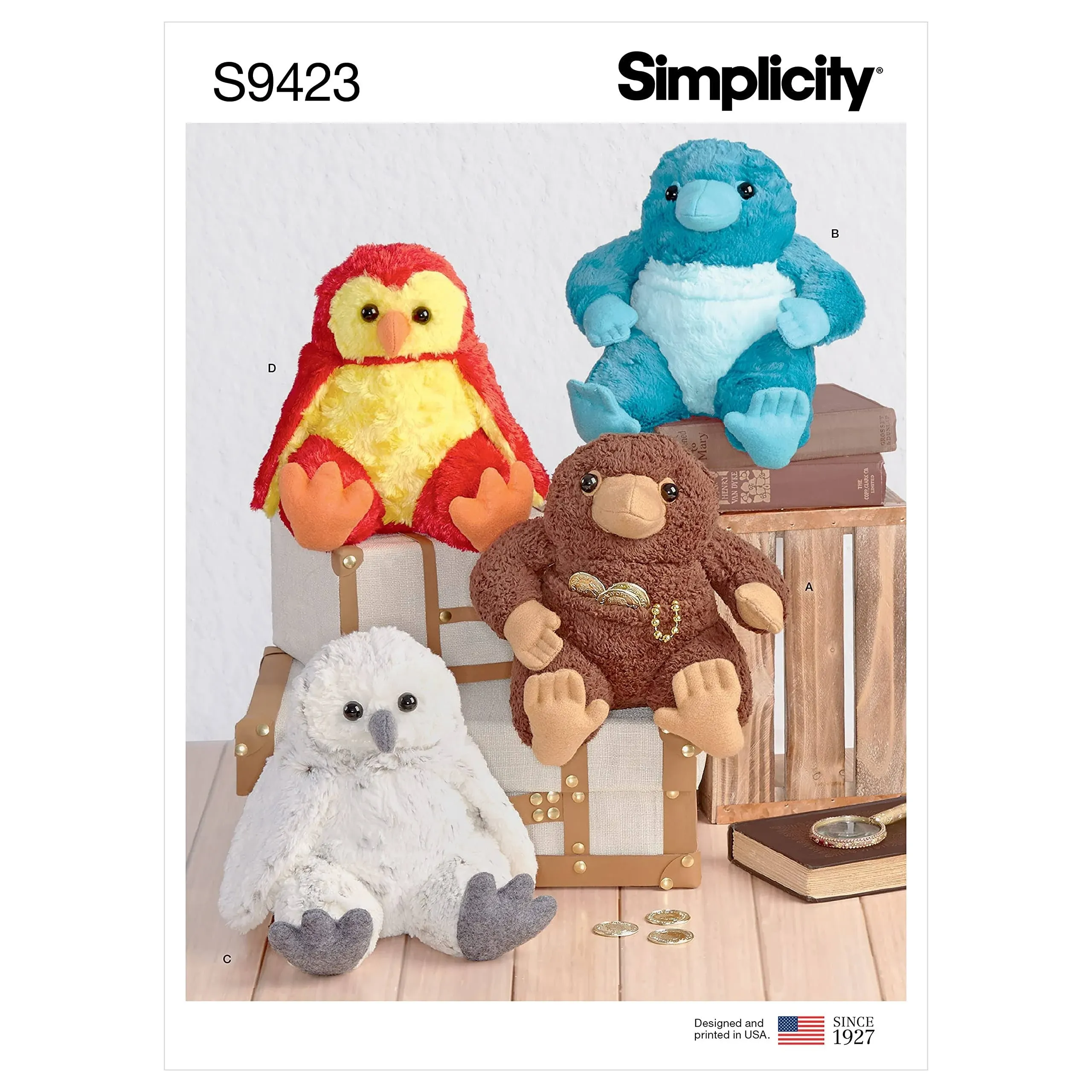 Simplicity 9423 4309 EASY Sewing Craft Pattern 8.5&#034; Owl Platypus Stuffed Animals