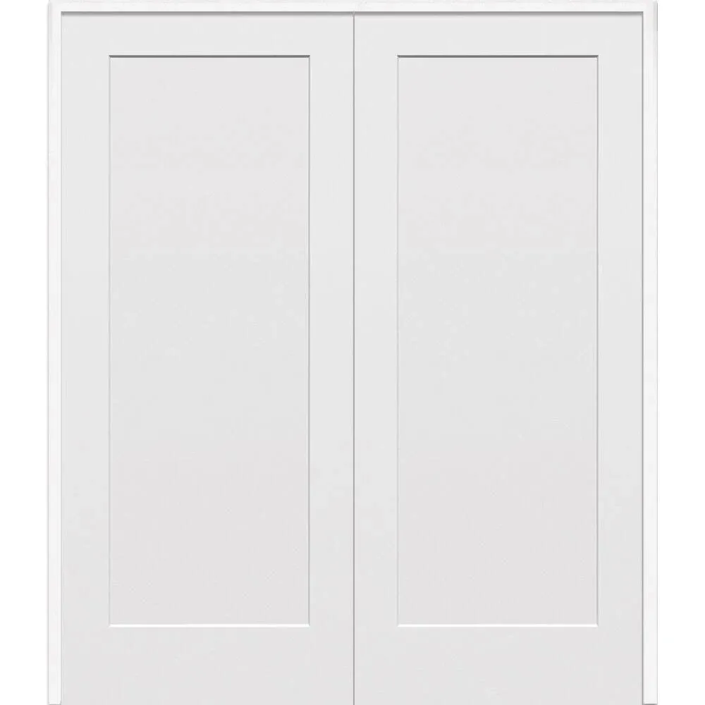 National Door Company ZZ364489A Solid Core, Molded, Craftsman 1-Panel Flat, Both Active, Prehung Interior Double Door, 72"x80", on 4-9/16" Jamb, Non Handed, MDF, 80" Height