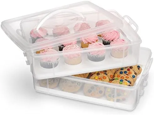 Charmed White 2-Layer Cupcake and Cookie Carrier