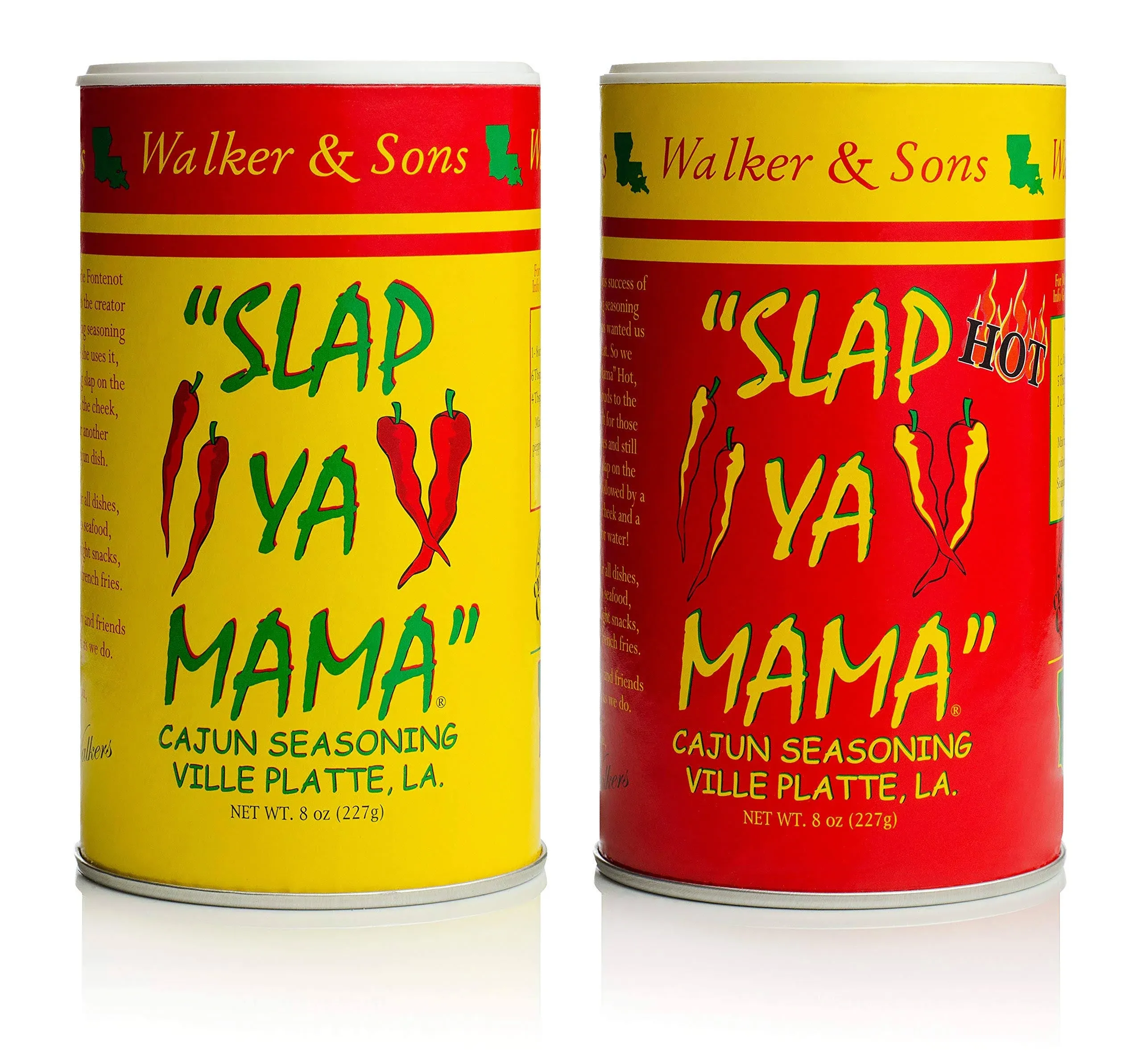 Slap Ya Mama All Natural Cajun Seasoning from Louisiana Spice Variety Pack 8 Ounce Cans 1 Original Cajun and 1 Hot Cajun Blend